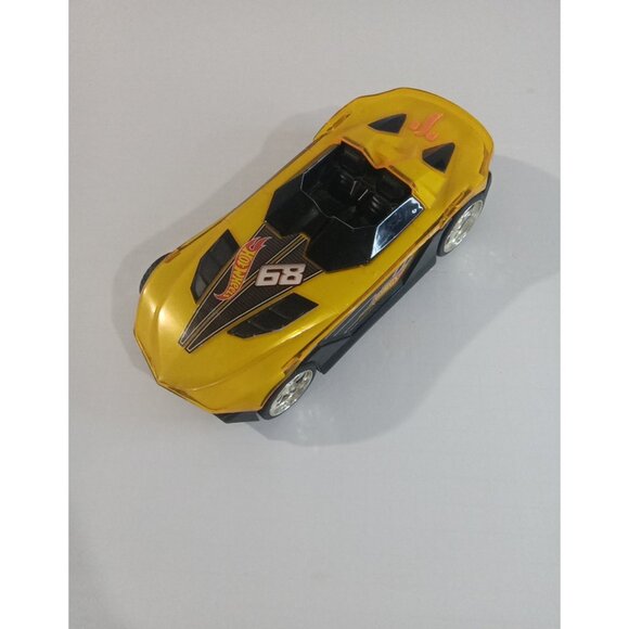 Hot Wheels Yellow Electronic Car 68 Black Silver Wheel - Light Up Sounds & Motor - Picture 14 of 16